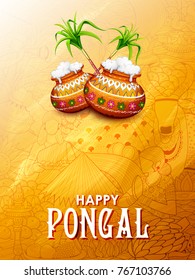 ilustração de Feliz Pongal Feriado Festival Colheita de Tamil Nadu Sul Índia saudação fundo