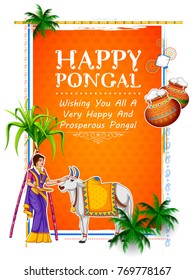 ilustração de Feliz Pongal Feriado Festival Colheita de Tamil Nadu Sul Índia saudação fundo