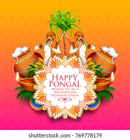 illustration of Happy Pongal Holiday Harvest Festival of Tamil Nadu South India greeting background illustration of Happy Pongal Holiday Harvest Festival of Tamil Nadu South India greeting background