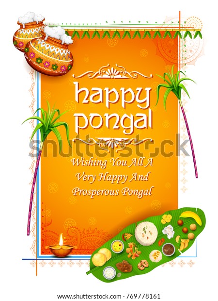 Illustration Happy Pongal Holiday Harvest Festival Stock Vector ...