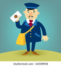 Illustration Happy Postman Stock Vector (Royalty Free) 143598958 ...