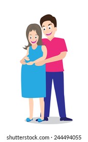 illustration of happy pregnant couple Vector.