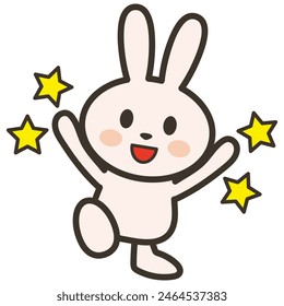 Illustration of a happy rabbit and a star