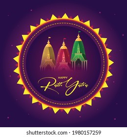 Illustration of happy rath yatra banner design.