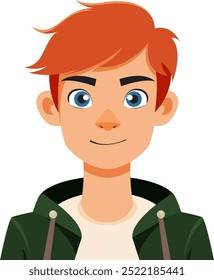Illustration of a happy, red-haired boy