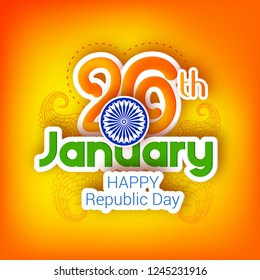 illustration of Happy Republic Day of India background with  26 January text