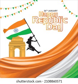 Illustration of Happy Republic Day of India celebration (26 January)