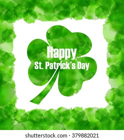 Illustration Happy Saint Patricks Day Watercolor Background with Clover - Vector
