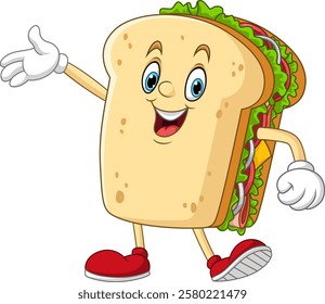 Illustration of happy sandwich character