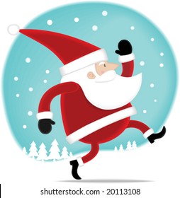 Illustration Happy Santa walking on the snow