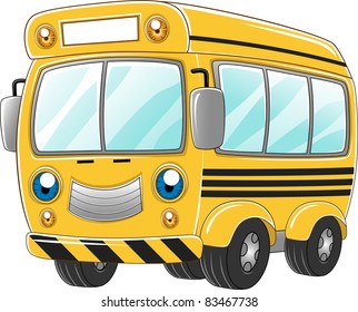 Illustration of a Happy School Bus