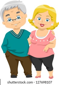 Illustration of Happy Senior Couples