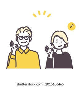 Illustration of a happy senior man and woman. vector.