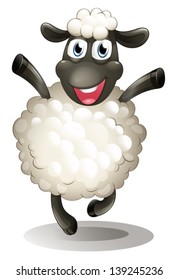 Illustration of a happy sheep on a white background