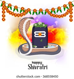 Illustration of Happy Shivratri text for Shivratri, a Hindu festival celebrated of the God Shiva.