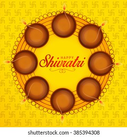 Illustration of Happy Shivratri text for Shivratri, a Hindu festival celebrated of the God Shiva.
