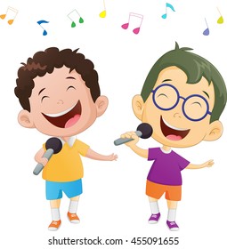 Illustration of happy singing boys 