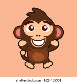 illustration of happy and smiling brown monkey