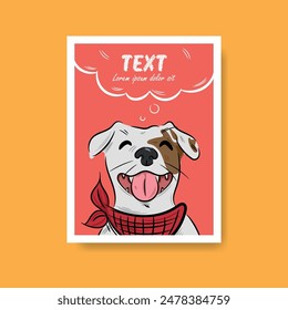 illustration of a happy smiling pet dog with an eye spot and red bandana