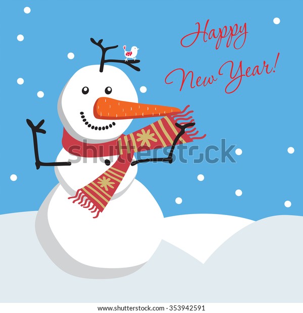 Illustration Happy Snowman Greeting Cards Happy Stock Vector (Royalty ...