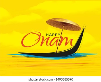 Illustration Of Happy South Indian Festival Onam Background.