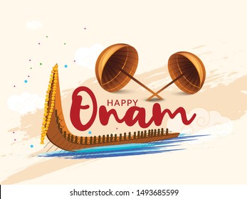 Illustration Of Happy South Indian Festival Onam Background.