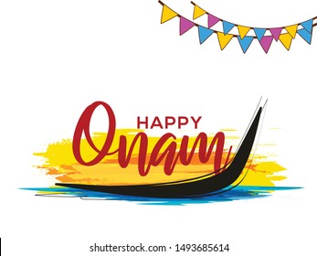 Illustration Of Happy South Indian Festival Onam Background.