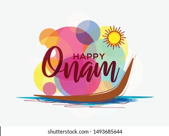 Illustration Of Happy South Indian Festival Onam Background.