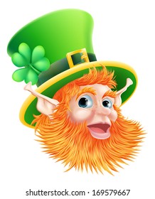 An illustration of a happy St Patricks Day Leprechaun Face