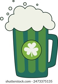 Illustration of Happy St. Patrick's Day. Isolated on White Background.
