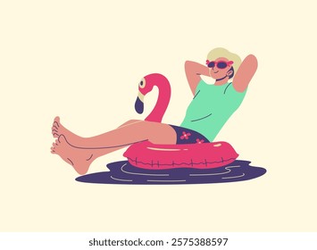 Illustration of an Happy Summer Season Man Relaxing