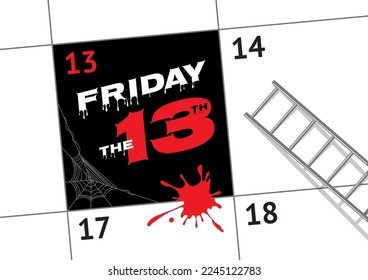 Illustration of Happy superstition, Friday the 13th with calendar background