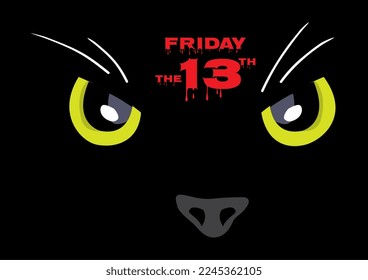 Illustration of Happy superstition, Friday the 13th with a cat face