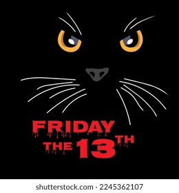 Illustration of Happy superstition, Friday the 13th with a cat face