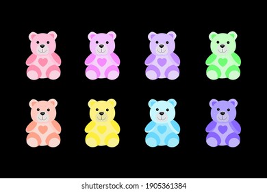 illustration of happy teddy day background with set of cartoon funny colorful teddy bears creative new design for Wallpaper, flyers, invitation, posters, brochure, banners