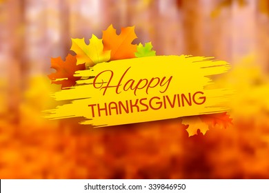 illustration of Happy Thanksgiving background with maple leaves