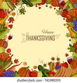 illustration of Happy Thanksgiving holiday festival background