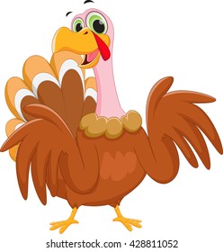 illustration of happy turkey cartoon