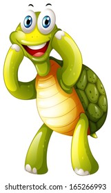 Illustration of a happy turtle on a white background