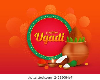 Ilustración de la feliz celebración del festival cultural indio ugadi de fondo