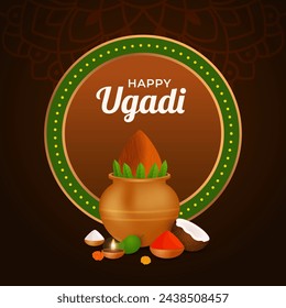 Ilustración de feliz año nuevo indio ugadi fondo del festival