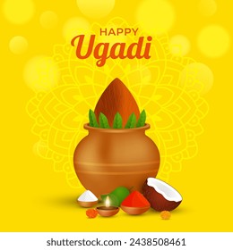 Ilustración de feliz año nuevo indio ugadi plantilla del festival