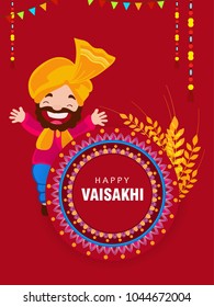 illustration of Happy Vaisakhi / Baisakhi Punjabi festival celebration background with Punjabi celebration elements and stylish text of Happy Vaisakhi