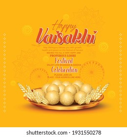 Illustration of Happy Vaisakhi  Baisakhi Punjabi festival celebration background