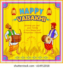 illustration of Happy Vaisakhi Punjabi festival celebration background