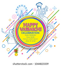 illustration of Happy Vaisakhi Punjabi spring harvest festival of Sikh celebration background
