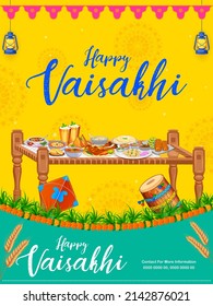 illustration of Happy Vaisakhi Punjabi spring harvest festival of Sikh celebration background