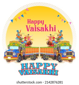 illustration of Happy Vaisakhi Punjabi spring harvest festival of Sikh celebration background