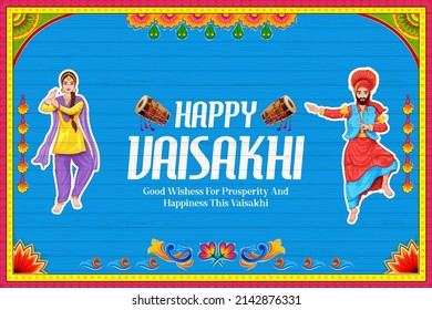 illustration of Happy Vaisakhi Punjabi spring harvest festival of Sikh celebration background