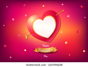 Illustration of Happy Valentine' Day decorated with heart with arrow